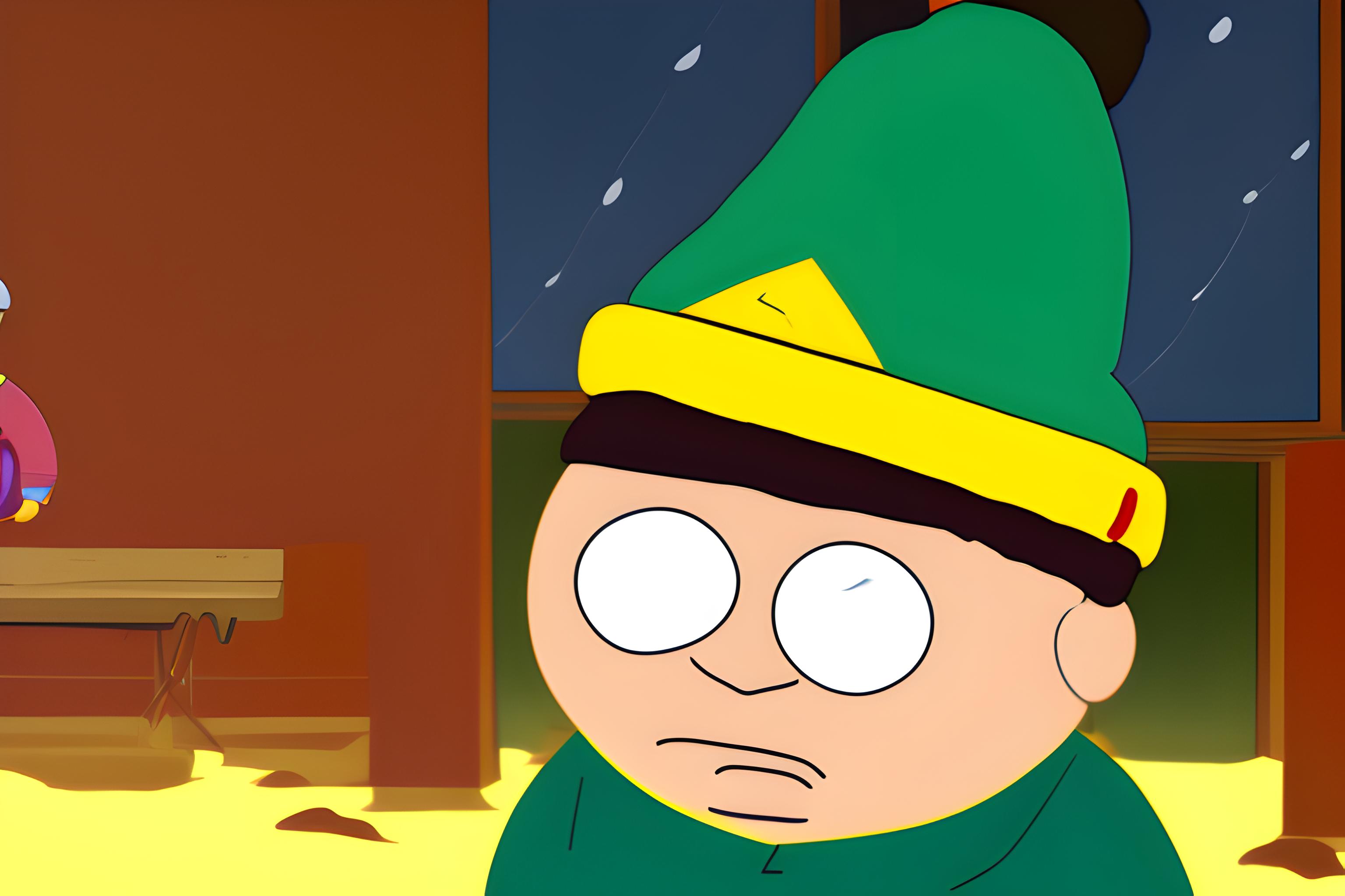 cartman qui pete devant un champ de weeds
